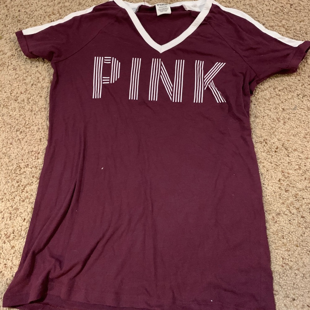 PINK Maroon Short Sleeve Tee